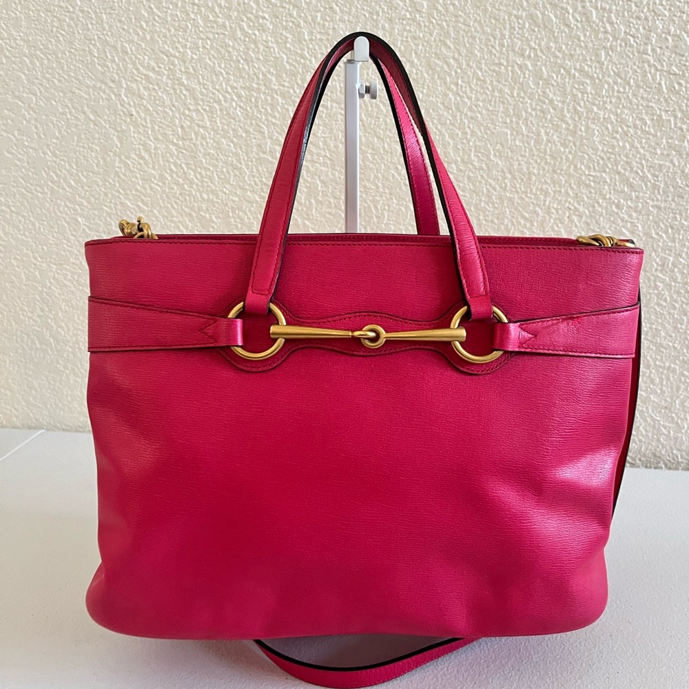 Elegant Pink Leather Tote Bag